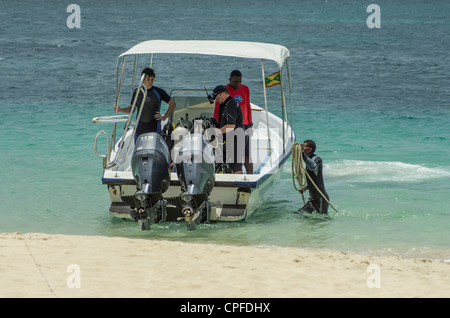 Dive boat, Grand Anse, Grenada Stock Photo