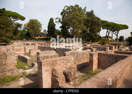 Republician warehouses at The ancient roman port town ruin of Ostia near Rome Stock Photo