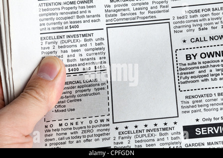 Fake Classified Ad, newspaper, Business concept. Stock Photo