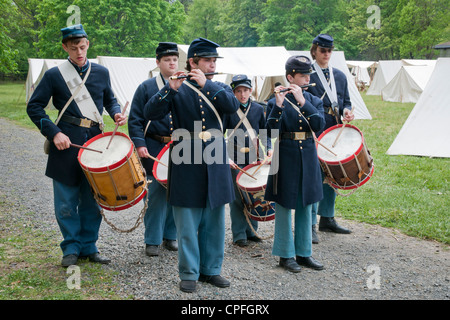 The Union Army band marching, Civil War reenactment , Bensalem, Pennsylvania, USA Stock Photo