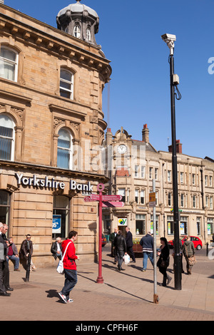 Yorkshire Bank and people walking Barnsley South Yorkshire Stock Photo