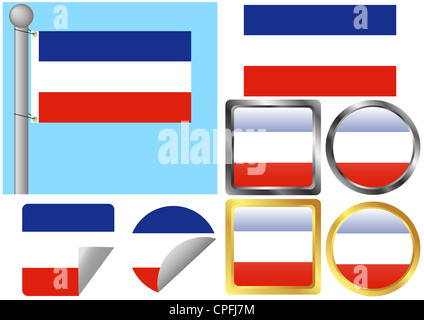 Flag Set Serbia and Montenegro Stock Photo