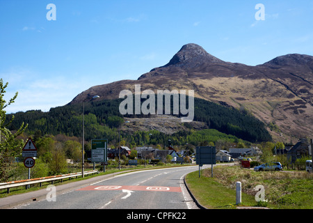 a82 road into glencoe with the pap of glencoe in the highland of scotland uk Stock Photo
