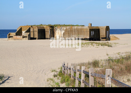 World War II Battery 223 artillery bunker on the beach in Cape May, New Jersey, USA. Stock Photo