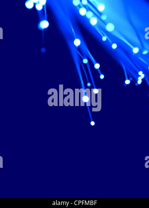 blue fiber optics close-up Stock Photo