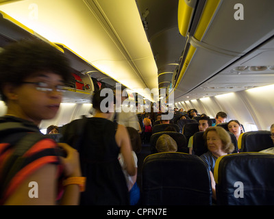 Ryanair airplane interior Stock Photo