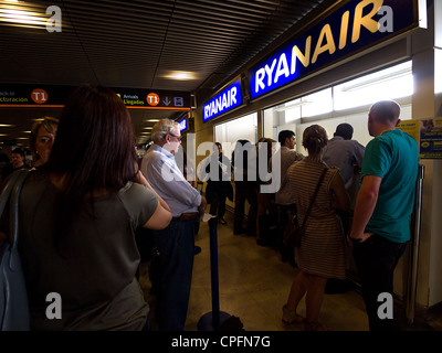 Ryanair check-in desk Stock Photo