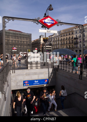 Entrance to the Sol metro station at Puerta del Sol in Madrid, Spain Stock Photo