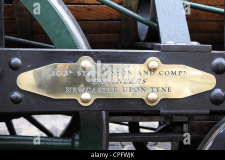 Works plate of Replica Victorian steam locomotive Planet - Manchester Museum of Science & Industry Stock Photo