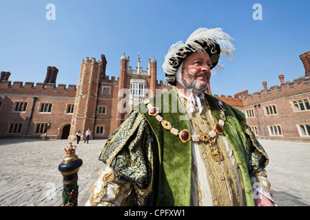 England, London, Surrey, Hampton Court Palace, Henry VIII Character in Period Costume Stock Photo