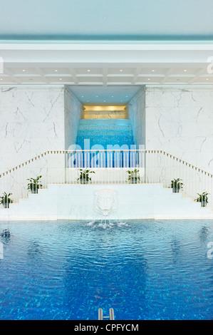 A luxurious swimming pool at the famous Peninsula Hotel in Hong Kong, China. Stock Photo