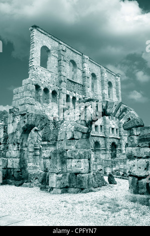 Italy, Aosta Valley,  Aosta, Roman Theatre Ruins Stock Photo