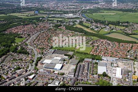 aerial view of Bamber Bridge near Preston, Lancashire Stock Photo