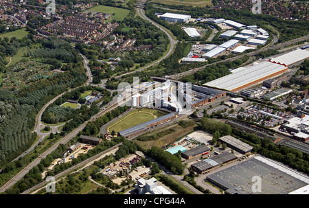 aerial view of development on Wolverton Park Road, Milton Keynes, UK Stock Photo