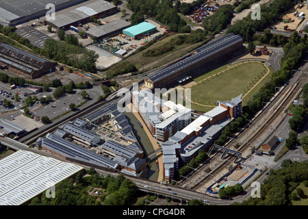 aerial view of development on Wolverton Park Road, Milton Keynes, UK Stock Photo