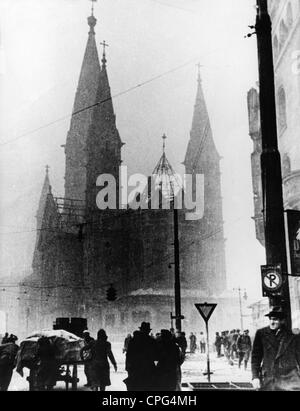 post war period, destroyed cities, Germany, Berlin, Kaiser Wilhelm Memorial Church, 1945, Additional-Rights-Clearences-Not Available Stock Photo