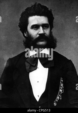 Strauss, Johann II (the Younger), 25.10.1825 - 3.6.1899, Austrian composer, portrait, Stock Photo