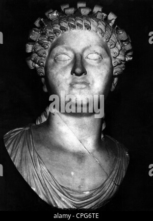 Messalina, Valeria, 25 AD - 48 AD, 3rd wife of the Roman emperor Claudius, portrait, bust in the Capitoline museum, Rome, Stock Photo