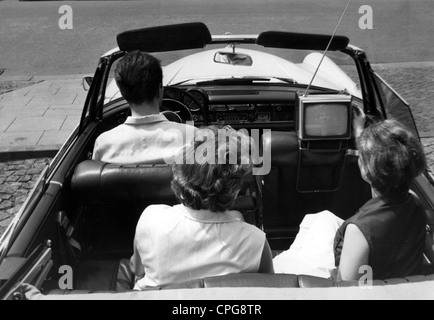 broadcast, television, television set in cabriolet, 1964, Additional-Rights-Clearences-Not Available Stock Photo