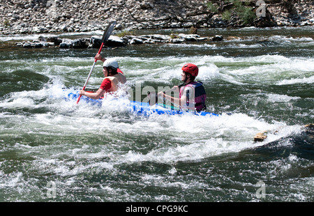 canoeing down the river ardeche, france Stock Photo