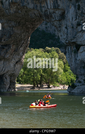 canoeing down the river ardeche, france Stock Photo