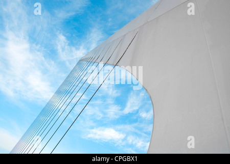 Cables system of Puente De La Mujer (Bridge Of The Women) designed by Santiago Calatrava Buenos Aires Argentina Stock Photo