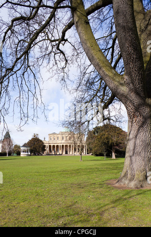 The restored Regency bandstand next to the Pittville Pump Rooms, Cheltenham Spa, Gloucestershire Stock Photo