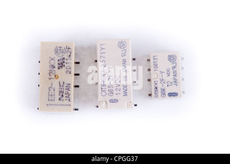 SMT / SMD relays used in the assembly of electronic devises within the electronics industry. Stock Photo