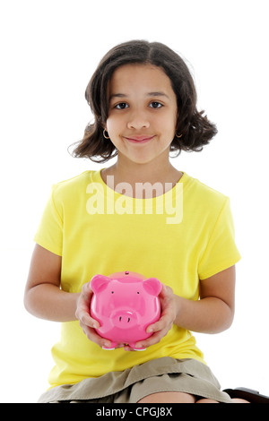 A girl with a pink piggy bank on her face Stock Photo - Alamy
