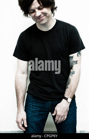 Paris, France - July 08, 2008: Portrait of the american alternative rock / country singer Ryan Adams at Paris, France on july 8th, 2008 Stock Photo