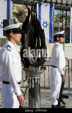 Memorial Day for fallen IDF soldiers and victims of terror acts. Western Wall. Jerusalem Old City. Israel. Stock Photo