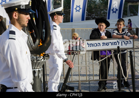 Memorial Day for fallen IDF soldiers and victims of terror acts. Western Wall. Jerusalem Old City. Israel. Stock Photo