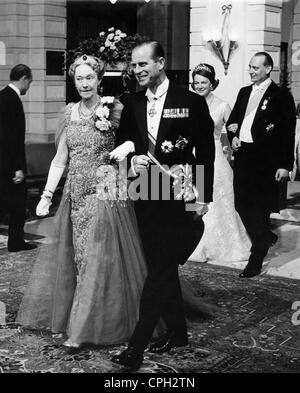 Philip, * 10.6.1921, Prince Consort of Great Britain and Duke of Edinburgh since 20.11.1947, with Grand Duchess Charlotte of Luxembourg, 1960s, Stock Photo