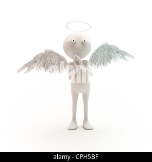 3D cartoon character angel with wings Stock Photo