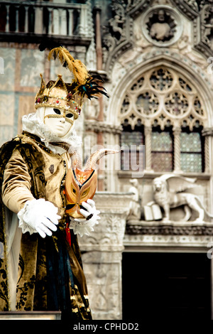 people with fancy dress in Carnival of Venice. Venice, Italy. Stock Photo