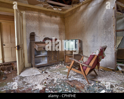 Living Room in Uninhabited House, Scalpay, Scotland Stock Photo