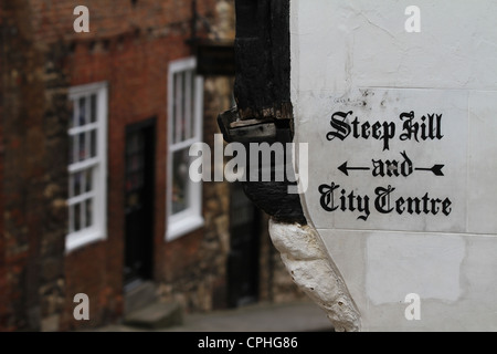 Steep Hill In Lincoln, Lincolnshire UK Stock Photo