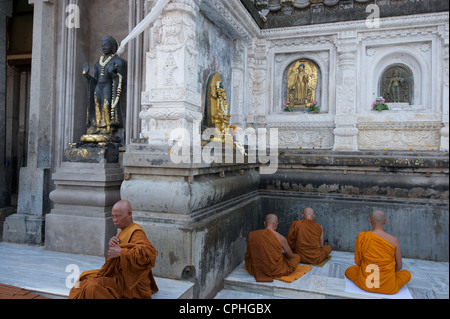 Mahabodhi Temple, home of the Banyan Tree under which the Lord Budha received enlightenment, Bodh Gaya, Bihar, India Stock Photo
