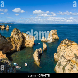 View along the coast from Ponta da Piedade near Lagos, Algarve, Portugal Stock Photo