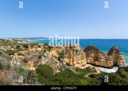 View along the coast from Ponta da Piedade near Lagos, Algarve, Portugal Stock Photo