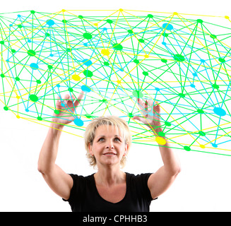 Symbolic image, networking, network, Internet networking, social media, connections, virtual space, communications. Stock Photo