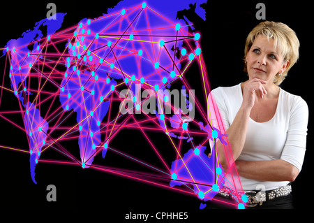 Symbolic image, networking, network, Internet networking, social media, connections, virtual space, communications. Stock Photo