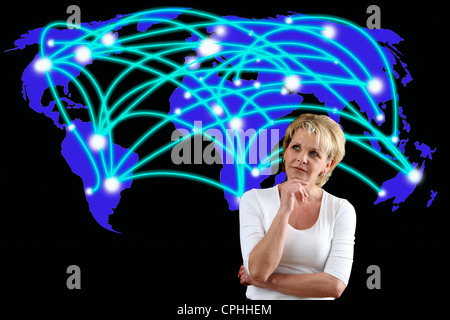 Symbolic image, networking, network, Internet networking, social media, connections, virtual space, communications. Stock Photo