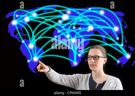 Symbolic image, networking, network, Internet networking, social media, connections, virtual space, communications. Stock Photo