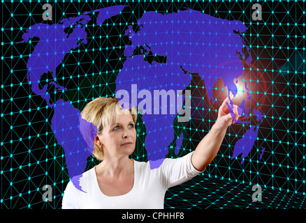 Symbolic image, networking, network, Internet networking, social media, connections, virtual space, communications. Stock Photo