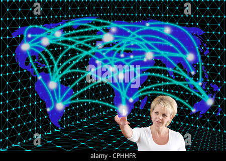 Symbolic image, networking, network, Internet networking, social media, connections, virtual space, communications. Stock Photo