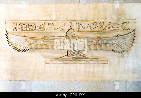 Engraving of the goddess of the sky Nut in the Aswan train station - Aswan, Upper Egypt Stock Photo