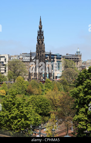 The Sir Walter Scott memorial within Princes Street Gardens, Edinburgh Scotland UK Stock Photo