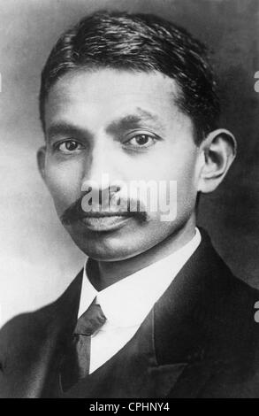 Portrait of a young Mahatma Gandhi (b/w photo) Stock Photo