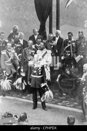 Kaiser Wilhelm I at the unveiling of the Niederwald memorial, 1883 Stock Photo